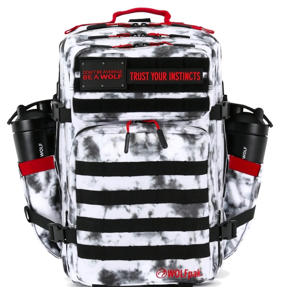 WOLF Black and White Striped Backpack